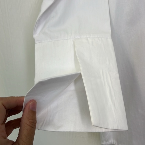 Top Shop - Giraffe Pink And Blue Palm Tree Button Down White Shirt Size 6 - Picture 12 of 13